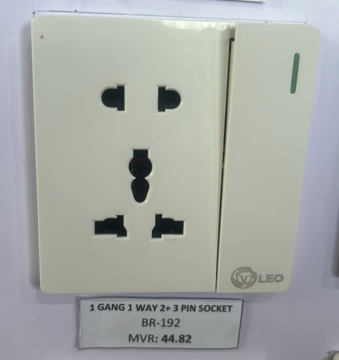 [BR-192] Three Pin - 1gang 1way +2+3pin universal socket D1050, 86x86mm 16A250V