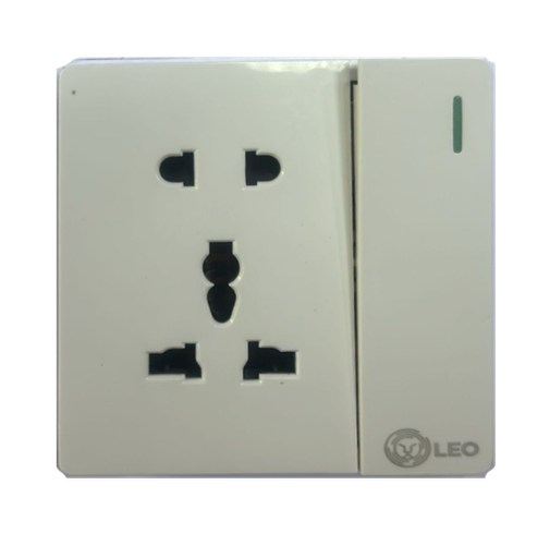 [BR-192] Three Pin - 1gang 1way +2+3pin universal socket D1050, 86x86mm 16A250V