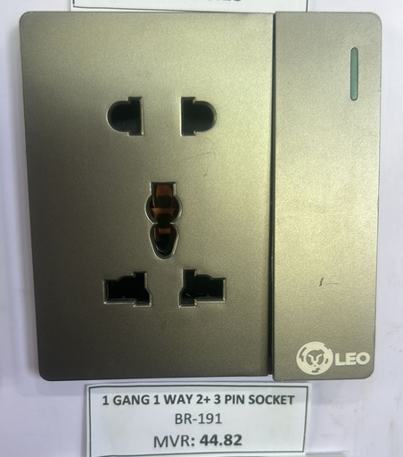 [BR-191] Three Pin - 1gang 1way +2+3pin universal socket D2050,,86x86mm 16A250V