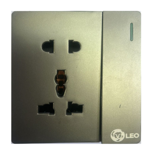 [BR-191] Three Pin - 1gang 1way +2+3pin universal socket D2050,,86x86mm 16A250V
