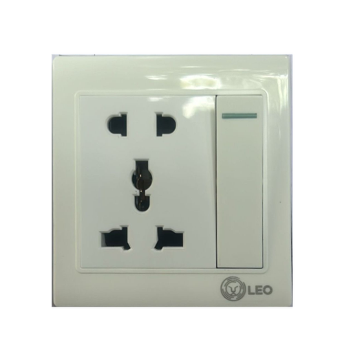 [BR-166] Three Pin - 1gang 1way +2+3pin universal socket LK4050, 86x86mm 13A250V