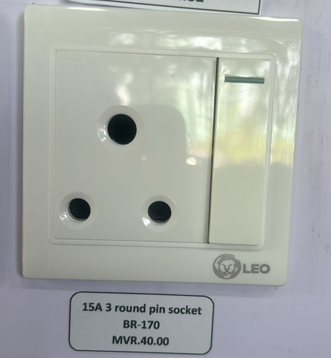 [BR-170] Three Pin -15A 3 round pin socket LK4062 86x86mm 15A250V