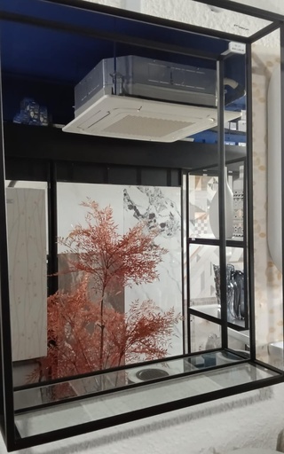 [BR-137] MODERN INDUSTRIAL STEEL METAL DOUBLE FRAMED BATHROOM MIRROR WITH SHELF  BOX CODE A4-7  60x46CM