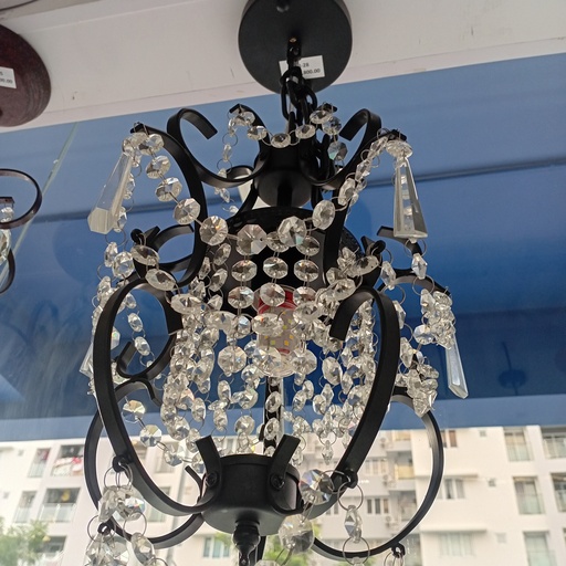 [BR-28] Dia.269*H393, base dia.120
Source: E27*3 (excluded)
Material:Iron+ crystal
light body finish: black , gold , 
silve for choosen