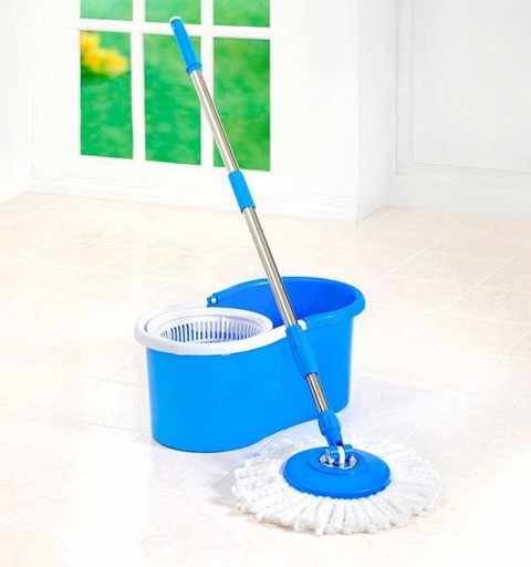 [BR-1145] Plastic basket, SS rod. Mop bucket ：6L Pole length: 95-120CM Color: Blue