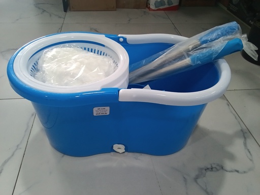 [BR-1145] Plastic basket, SS rod. Mop bucket ：6L Pole length: 95-120CM Color: Blue