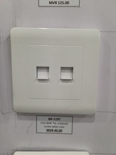 [BR-1197] C50-066#: Tel, computer socket white color