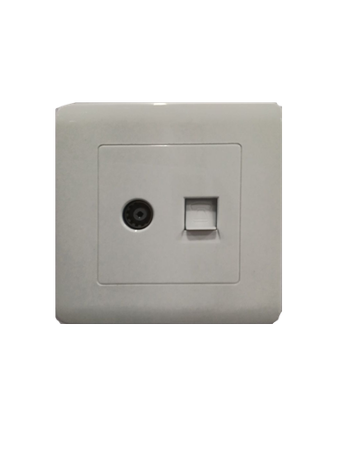 [BR-1199] C50-067#: TV+Tel socket white color