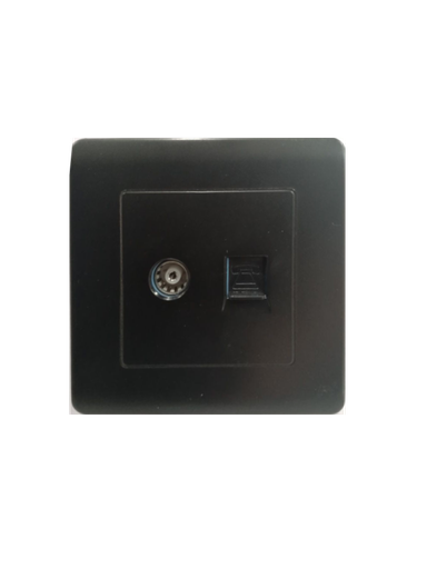[BR-1200] C50-067#: TV+Tel socket Black  color