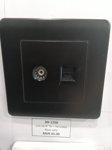 [BR-1200] C50-067#: TV+Tel socket Black  color