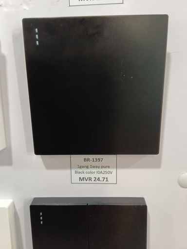 [BR-1397] Switch, I gang I way pure Black color 86x86mm I0A250V