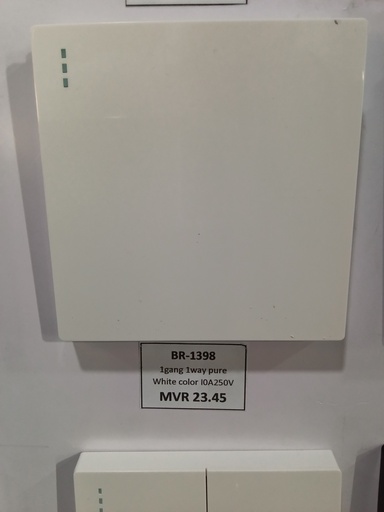 [BR-1398] Switch, I gang I way pure White color 86x86mm I 0A250V