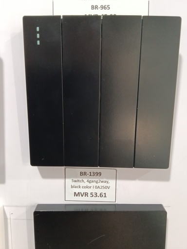 [BR-1399] Switch, 4gang2way, black color 86x86mm I 0A250V