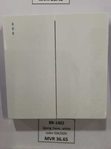 [BR-1402] Switch, 2gang 2way, white color 86x86mm I 0A250V