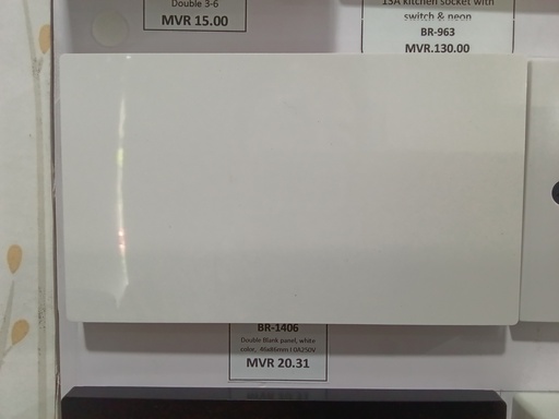 [BR-1406] Double Blank panel, white color,   46x86mm I 0A250V