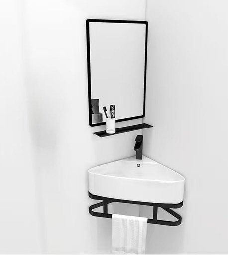 [BR-1700] Bathroom Mirror with Basin and Rack B9807, 560*420*250MM, Mirror Size: 400*600MM