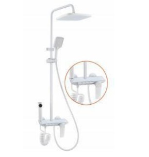 [BR-1751] Shower Set H9800 (4-functions) Copper body, SS Pipe 1.5m ABS Hand & Headshower