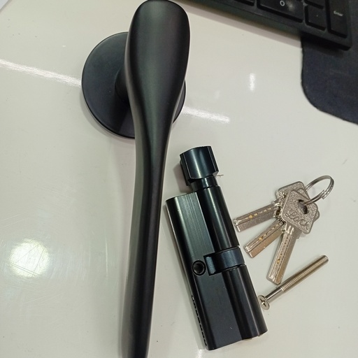 [BR-1858] Door Handle With Lock, AA94-137B#, Black