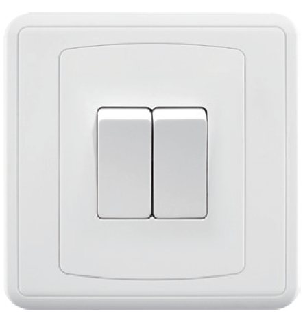 [BR-2076] Plate Switch FC303 - 2 Gang 1 Way, White - Elite Elegance