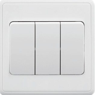 [BR-2083] EliteElegance-Plate Switch FC305W - 3 Gang 1 Way (Big Button), White 