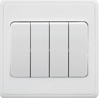 [BR-2084] EliteElegance-Plate Switch FC363W - 4 Gang 1 Way (Big Button), White 