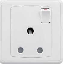 [BR-2098] Switch Round Pin Socket 15A FC429 - 1 Gang, White