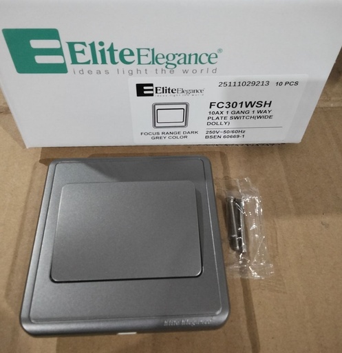 [BR-2137] Switch FC301W - 1 Gang 1 Way (Big Button), Gray