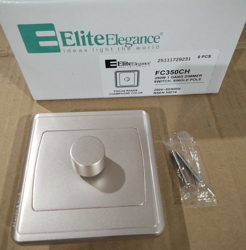 [BR-2175] Dimmer Switch FC350CH - 1 Gang 250W, Champagne - Elite Elegance