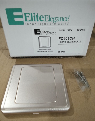 [BR-2178] Blank Plate FC401CH - 1 Gang, Champagne - Elite Elegance
