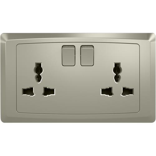 [BR-2187] Switched Multi - Socket 13A FC406MCH - 2 Gang , Champagne - Elite Elegance