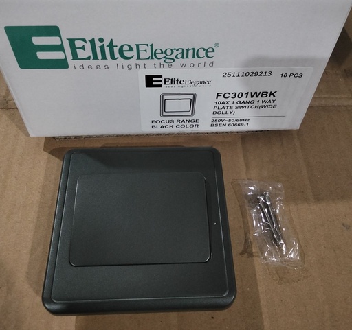 [BR-2195] Switch FC301W - 1 Gang 1 Way (Big Button), Balck