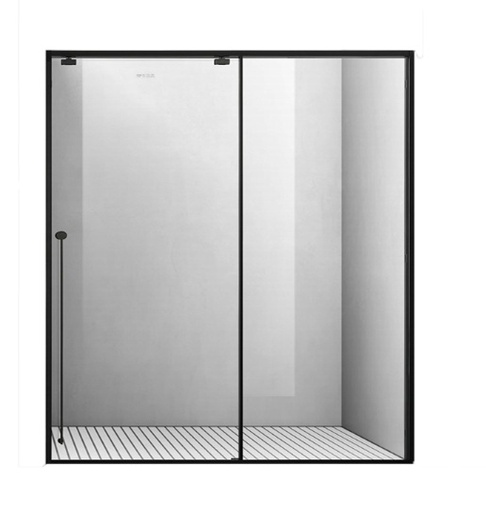 [BR-2686] Shower Sliding Glass Door- SS304 1300*1900mm, Matte Black / Gunmetal Gray